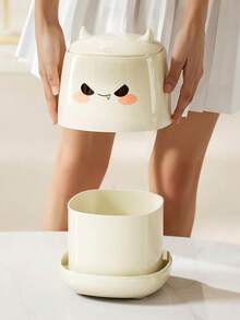 1 pieza Papelera de escritorio linda de Halloween - Papelera mini de apertura por presión, caja de almacenamiento de escritorio, decoración y regalo perfecto (Blanco lechoso/Rojo brillante) para escritorio, oficina, dormitorio.