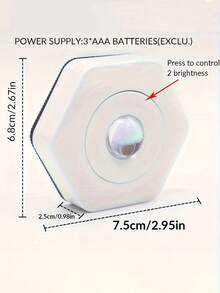 1pc Vibrant Color Changing LED Wall Light - White Hexagon Cat Eye Design, Rainbow & Sunset Projection, Dimmable, Battery Powered (3xAAA), Modern Standalone Kitchen, Bathroom Or Living Room Decor, Kitchen Lighting | Modern Wall Lamp | Plastic Structure, LED Illumination