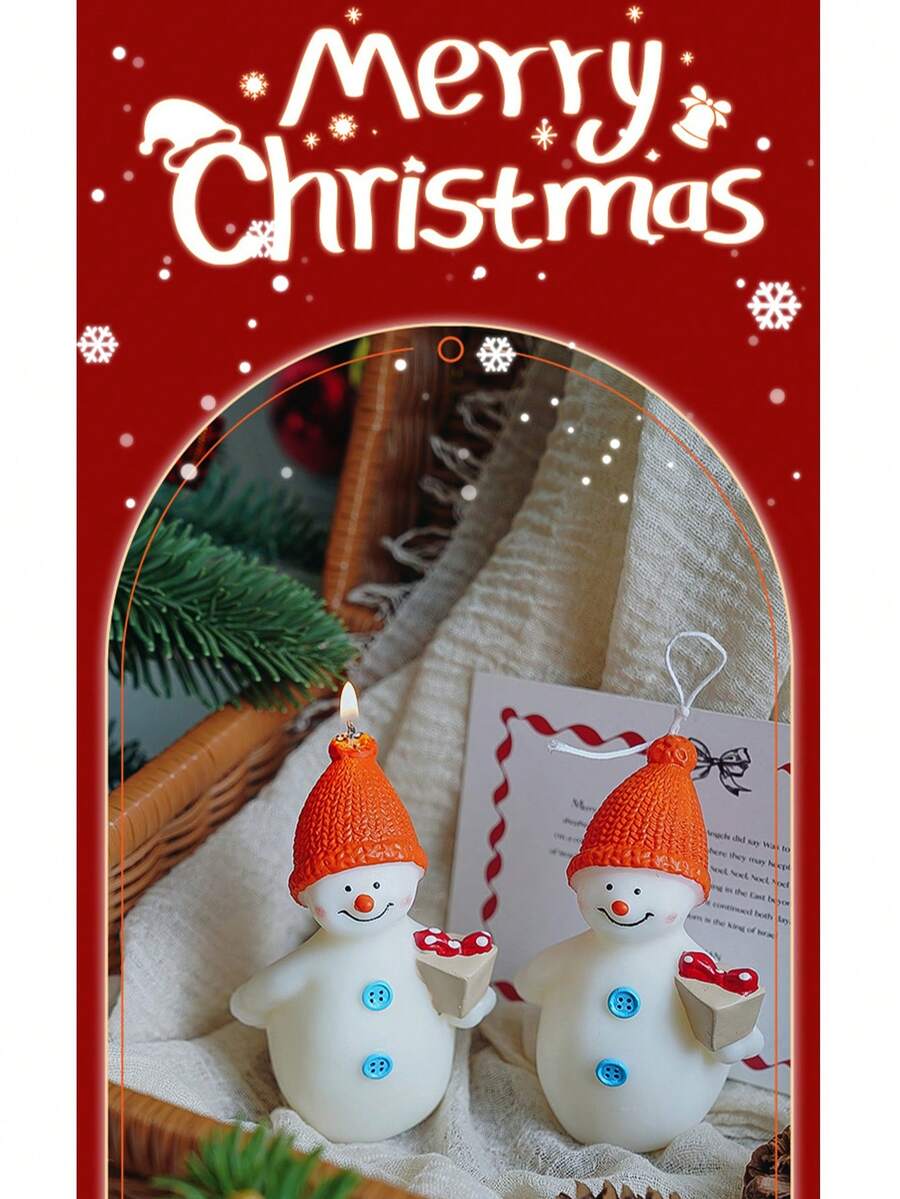 Christmas Snowman Shaped Scented Candle, Christmas Gift Candle Home Decor Christmas Decorations Room Decor, Christmas Gifts - Multicolor - View 1