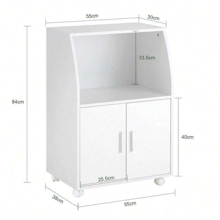 SoBuy FRG241-W, Microwave Shelf, Kitchen Wheeled Storage Trolley, Kitchen Storage Cabinet Cupboard Unit - White - View 5