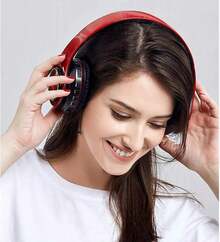 Wireless Noise Reduction Bluetooth Headset, Headphones Bluetooth 5.3 Subwoofer Mobile Computer Game Music Sports Over Ear Earphones, Upgraden Bluetooth Headphones Wtih LED Lights, Portable Folding Headphone Active Noise Canceling Headphones, Wireless Headphones With Deep Bass, USB Rechargeable Wireless Earbuds For Work Sports Game Music - 紅色 - 查看 8