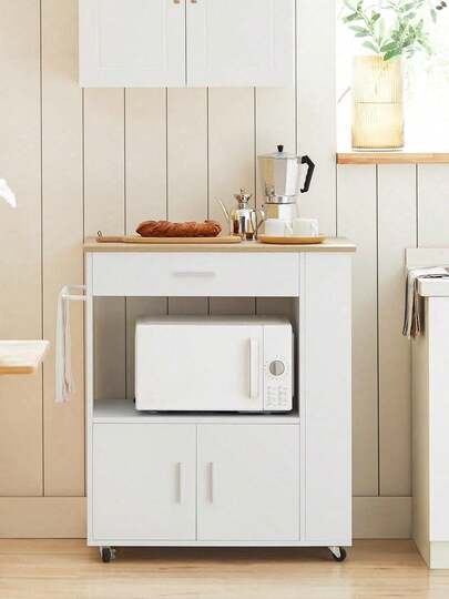 SoBuy FKW113-SCH, Kitchen Trolley Cart Storage Trolley Serving Trolley Kitchen Cabinet Microwave Cabinet, Black