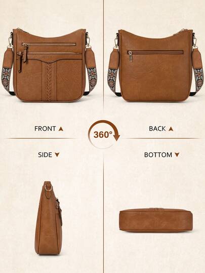 NEWHEY Cross Body Bag Men PU Leather Men's Cross-Body Bags With Adjustable Wide Shoulder Strap Crossbody Bags For Men With Multiple Pockets