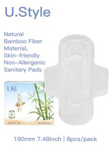 U.Style Sanitary Pads For Women Porous Bamboo Fiber, Refreshing Soft Surface Extra Heavy Absorbency Sanitary Napkins With Wings