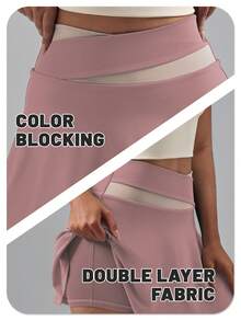 Soyun Váy quần thể thao nữ màu trơn 2 trong 1, chất liệu nhẹ, phù hợp cho các hoạt động ngoài trời, du lịch và tập gym mùa hè. - Màu tím hoa cà - Xem 8