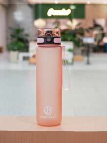 1pc 1000ml/750ml Outdoor Large Capacity Sports Water Bottle, 32oz/26oz, Direct Drinking Mouth Design, Handle Strap, Printed Logo, Plastic Portable Leak-Proof Screw Cap, Suitable For Hiking, Running, Cycling