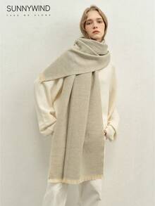 1 pieza Bufanda de unicolor versátil para mujer, adecuada para ir al trabajo y uso diario con vestidos - Beis - Ver 3