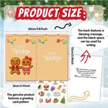26-Piece Christmas Card Set - 12 Folded Cards (10x15cm) + 12 Red Envelopes + 2 Stickers,12 Unique Christmas Designs (Santa, Gingerbread, Boots, Snowmen & More), Cute Cartoon Greeting Cards For Festive Holidays, Birthday Gifts, Thank-You Notes & Party Invitations, Heartwarming Gifts For Family & Friends ,Perfect Winter Holiday Decor & Personalized Wishes - Multicolor - View 6