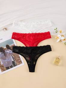 7 件女士蕾丝花丁字裤，简约性感风格，舒适女士内衣 - 彩色 - 查看 5