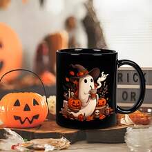 1Pc 11oz Halloween Mug Gift, Coffee Mug Birthday Gift, Ghost Mug, Spooky Mug, Fall Coffee Mug, Pumpkin Mug Gift, Coffee Tea Lovers Gift