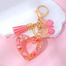 2025 Resin Hollow Heart Keychain With Tassel Butterfly Bag Pendant, Valentine's Day Gift, Hot Selling Cross-Border Item - Multicolor - View 12