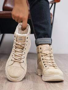 Herren Thermofutter Hochschaft Stiefel, Militär-Stil Metallösen seitliche Schnürung, leicht & bequem, geeignet für Outdoor-Sport und täglichen Wintereinsatz - Khaki - Übersicht 6