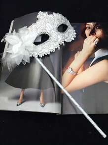1 件女士多色威尼斯羽毛化妆舞会面罩手持道具，适合节日、派对、联欢会、表演万圣节万圣节配饰 - 彩色 - 查看 17