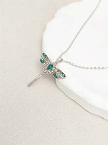 1 件优雅波西米亚风格彩色蜻蜓吊坠项链，适合女性日常、派对、旅行珠宝礼物