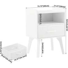 Wooden Bedside Table, Bedside Table With Secret Compartment, White Bedside Table 57 Cm High Side Table With Fabric Drawer, Bedside Tables 30 Cm Wide For Bedrooms, Living Rooms And Small Rooms - 白色的 - 查看 7