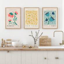 1 Stück/3 Stücke Wandkunst Poster wahlweise mit Rahmen, botanischer Blumenmarkt Wandkunstdrucke, Matisse Kunstposter Dekoration, farbenfrohe florale Raumdekoration für Galerie, Wohnzimmer, Badezimmer - Verschiedenfarbig - Übersicht 5
