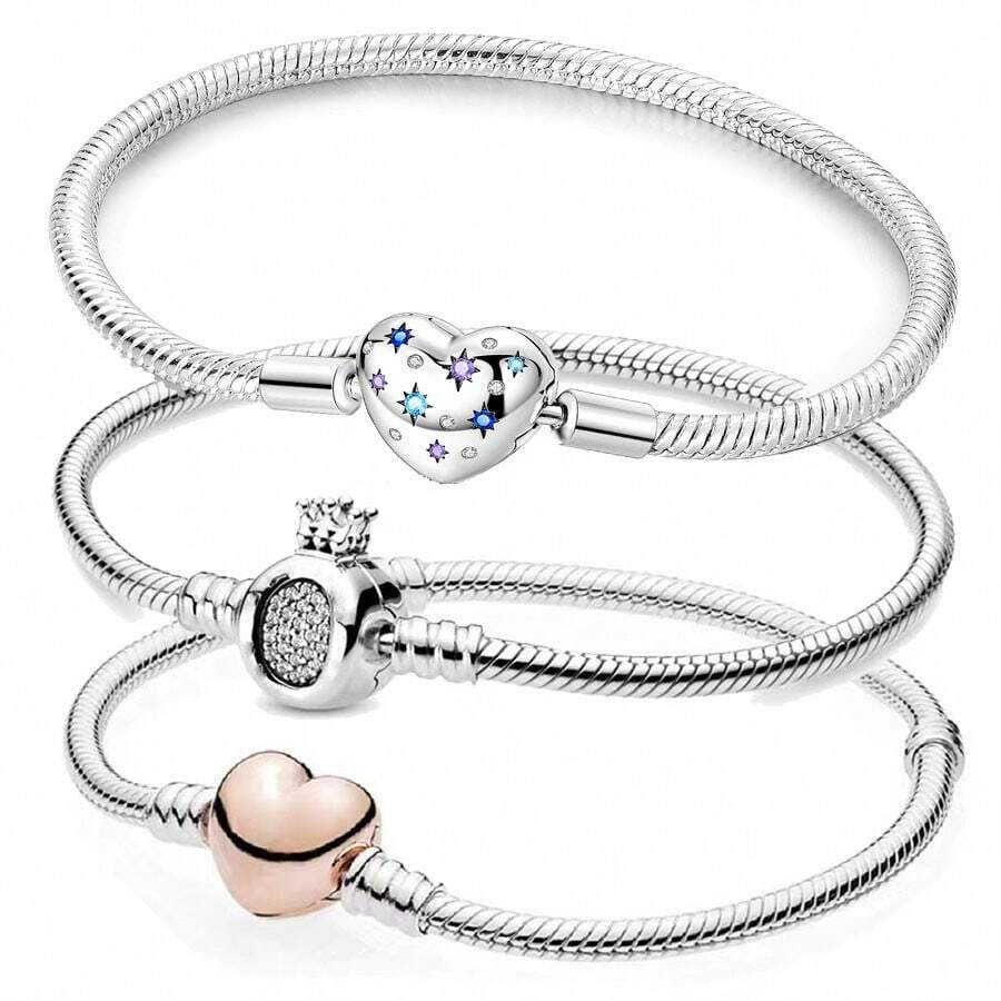 镀银心形、蝴蝶、皇冠、蛇骨手链，适合 DIY 手链，时尚珠宝礼物，适合女性、生日、订婚 - 蝴蝶型 - 查看 1