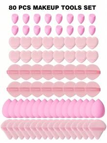 5/10/20/30/40/50/60/80PCS Makeup Tools Set Including:10PCS Makeup Sponges For Liquid Makeup+10PCS Mini Makeup Sponges For Liquid Makeup+10PCS Triangle Powder Puffs For Loose Powder And Makeup Setting+10PCS Air Cushion Powder Puffs For Facial Makeup+10PCS Mini Air Cushion Powder Puffs For Facial Concealer Makeup,Giveaways,Travel,Cheap Stuff,Travel Essential - Pink - View 17