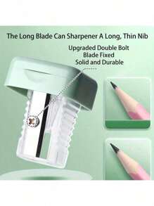 一体式铅笔刀，单孔高级学生铅笔刀，锋利无比，耐用易清洁，带盖子防止杂乱，紧凑型设计，适合办公室和家庭使用的桌面文具，简约时尚的晨光铅笔刀，单孔小学生手动铅笔刀，眉笔刀