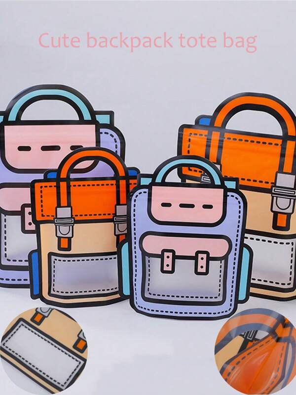 5 Stück/10 Stück/15 Stück Rucksack-förmige Geschenktüten, süßes Schultasche-Design Snacktüten, geeignet für Geburtstag, Abschlussfeier, Partys, Halloween, Weihnachten, Ostern, Süßigkeiten-Verpackung, Schulanfang, Einkaufen, selbstversiegelnde Tüten [18*21cm]