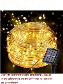 Guirlandes solaires, IP65 étanche et résistant au vent, changement de couleur multi, 8 modes, comprend un panneau solaire, convient pour piscine, mariage, Noël, pelouse, chemin, décoration extérieure, guirlandes solaires
