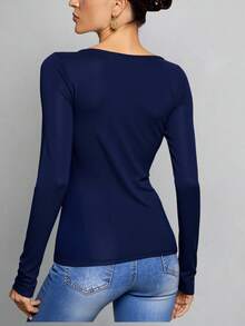 Women Blouses - Blue and White - View 3