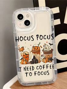 Large Hole Transparent Halloween Coffee Pattern UV Printing Phone Case Suitable For IPhone 16/16Plus/16Pro/16ProMax 13/13Pro/13ProMax 12/12Pro/12ProMax 11/11Pro/11Pro Max 7/8 X/Xs - 透明 - 查看 4