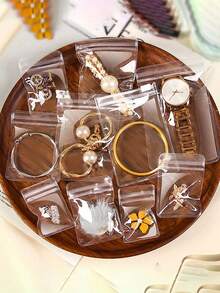 100/30/10pcs Reusable Pvc Dustproof Jewelry Bags, Gradient Color Sealed Jewelry Bags, Suitable For Jewelry, Earrings, Necklaces, Party Packaging.