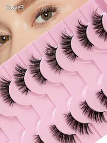 Ouye3 Fox Slant Flying False Eyelash Half Eyelash Thick Curling Fiber 10 Pair Set Eyelash