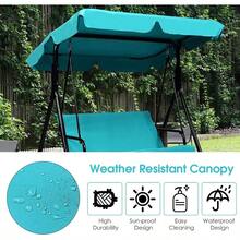 Columpio de patio para 2 personas, con dosel ajustable, estructura de acero con recubrimiento en polvo y asiento acolchado, columpio tipo sofá para patio, jardín, junto a la piscina, balcón, patio trasero (Azul) - Por defecto - Ver 6