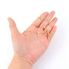 1pc New Hollow Heart-Shaped Letter Pendant Faux Pearl Beaded Necklace, For Women - Golden Stainless Steel - View 3