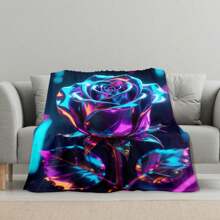 Elegant Botanical Rose Blanket In Silver Purple Hues For A Luxurious And Sophisticated Home Decor Accent Offering Comfort And Warmth With A Floral Inspired Design Printing