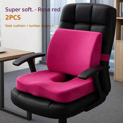 1 Set, 2 pezzi Cuscino in memory foam a lento ritorno, adatto per cuscino seduta sedia da ufficio, cuscino rialzo per auto, include 1 pezzo cuscino supporto lombare, 1 pezzo cuscino per sedia da pranzo e sedia da ufficio, cuscino per sedia, cuscino per sedia da gaming