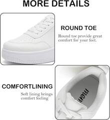 MEMON Womens Fashion Sneakers,Lace Up Platform Sneakers,Lightweight Casual Sneaker,Walking Sport SneakersChristmas - 白色 - 查看 6