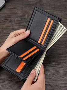 Nueva billetera corta de piel sintética con costura, monedero, múltiples ranuras para tarjetas, gran capacidad para efectivo y tarjetas, disponible en negro, café, marrón claro - ¡Excelente regalo para amigos y familiares!