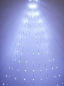 1 Stück 198 LED 5-zackiger Stern Lichterkette, Wasserfall Lichter für Weihnachtsbaum, Außenbereich, Garten, Halloween & Weihnachtsdekoration - wasserdicht, batteriebetrieben