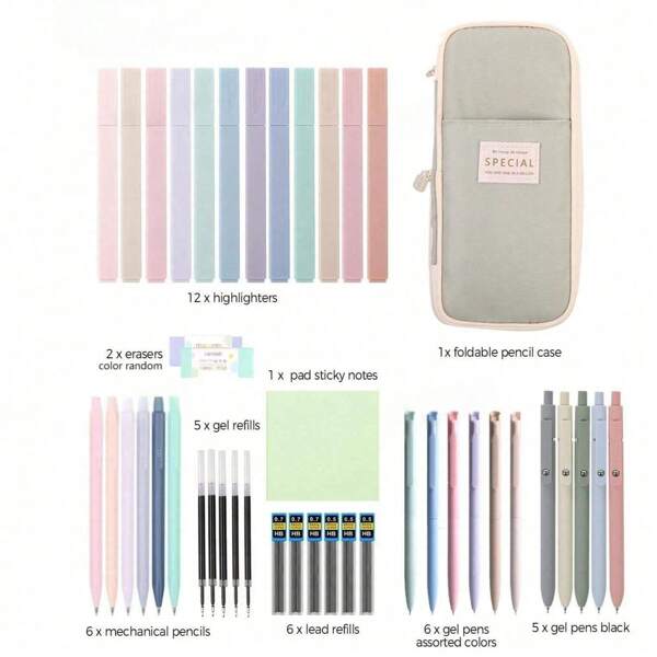 Japanese And Korean Style Large-Capacity Multi-Color Marzipan Pattern Stretchable Canvas Pen Bag That Can Be Transformed Into A Simple Student Stationery Box