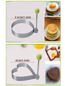 5pcs Egg Pancake Rings, Paired With An Oil Brush, Fried Egg Molds In Star, Round, Heart Different Shaped,Stainless Steel Omelette Frying Cooking Tools Kitchen Accessories Gadget Rings,With A Silicone Pastry Brush - Multicolor - View 4