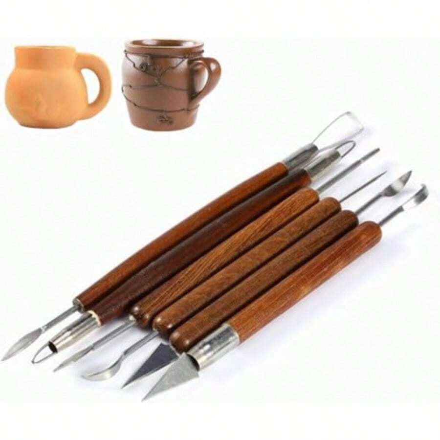 Veonly 6pcs Clay Sculpting Tools Wax Carving Pottery Ceramic Tools Polymer Modeling Carved Kits For Crafts Sculpture Modelling Clay Polymer Ceramic