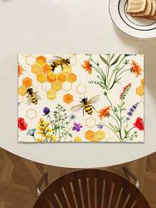 1pc Floral Pattern Printed Table Runner, 4pcs Floral Pattern Printed Placemats, Suitable For Holidays, Parties, Birthdays, Dinners, Kitchen & Dining Room Decor, All Season Home & Textile Decoration - Multicolor - View 9