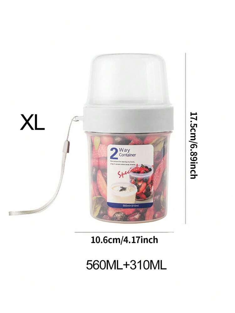 便携式早餐杯，可盛放谷物和牛奶，双层密封，适合存放酸奶、谷物、燕麦片或水果，是办公室、大学、旅行、野餐等场合的理想之选，密封食品储存容器 - 彩色 - 查看 13