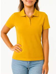 Baby Look Women's Premium Piquet Polo Collar - 金黃色 - 查看 1