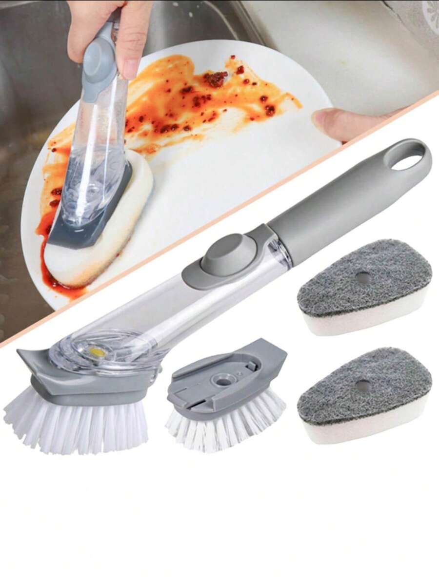 Kitchen Cleaning Tools Long Handle Dish Brush Liquid Soap Dispenser Cleaner Dish Scrubber Brush Dishwashing Sponge Pot Wash Wipe