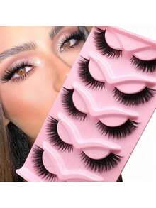 5/10 Pairs Of Long Cat Eye False Eyelashes - Holiday Gift, Creating Charming Makeup With Slim, Elongated, And Thick Dramatic False Eyelashes - Reusable Strip-Shaped Eyelashes, Mother's Day Gift