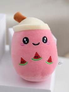 1个可爱毛绒水果奶茶杯玩偶 - 可爱的毛绒玩偶、包包挂饰和钱包装饰品