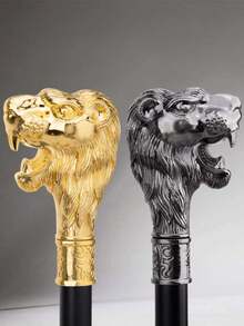 1pc Two-Color Lion Cane Two Sections Detachable Retro Civilized Stick Fashionable And Elegant High-End British Gentleman Walking Stick Suitable For Daily Holiday Gifts Christmas Halloween Role-Playing Stage Performances Halloween Accessories