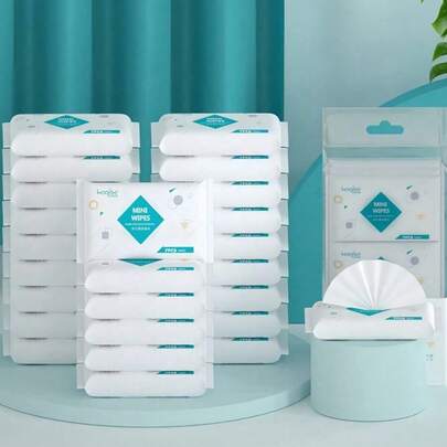 7/14/28/63/126片装可拆卸清洁湿巾（小号 9.5*5.5cm）| 便携式湿巾，适用于清洁旅行表面、户外、厨房、浴室和徒步旅行用品，不含酒精，保湿，是居家、学生、办公室和节日聚会的必备品（多用途）