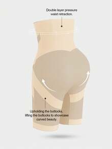 1pc Women Waist Slimmer Criss-Cross High Waist Control Body Shaper Shorts - Apricot - View 10