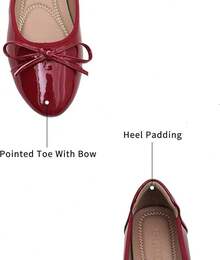 Women's Flat Shoes Leather Round Toe Ballet Shoes Bow Slip On Driving Commuting Dress Shoes For Women FlatsChristmas - 紅色 - 查看 11