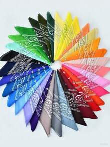 2pcs Unisex Paisley & Floral Print Bandana, Versatile Headband, Neckerchief, Fashion Accessory Men Accessories Men Scarves